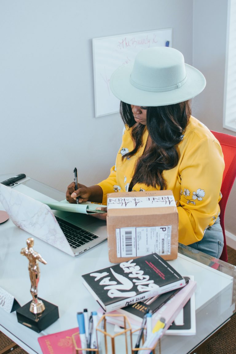 woman working at desk